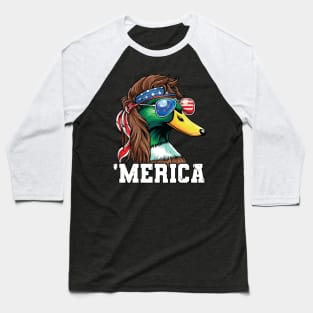 Merica Mullet Mallard Duck 4th of July Baseball T-Shirt